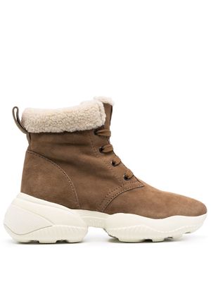 Hogan suede lace-up ankle boots - Brown