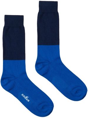 Hogan two-tone fine-ribbed socks - Blue