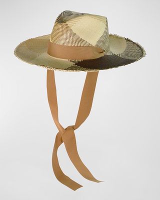 Hojas Large-Brim Straw Hat with Straps