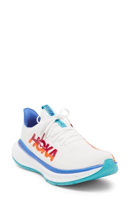 HOKA Carbon X 3 Running Shoe in White /Flame