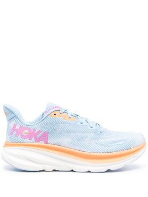 HOKA Clifton 9 logo-patch sneakers - Blue