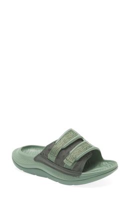HOKA Gender Inclusive Ora Luxe Slide Sandal in Thyme /Loden Frost