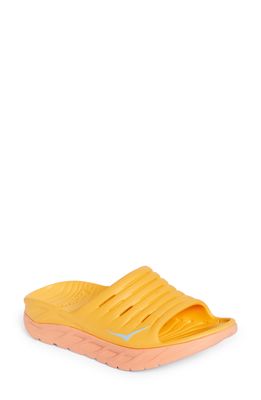 HOKA Ora Recovery Sport Slide in Amber Yellow /Shell Coral