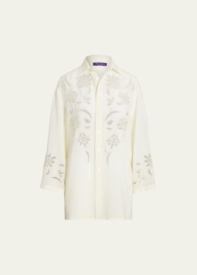Holbert Paisley-Embroidered Linen Shirt