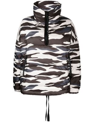 Holden zebra print half-zip down jacket - Neutrals