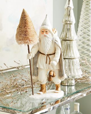 Holiday Frosted Metallic Santa, 19"T