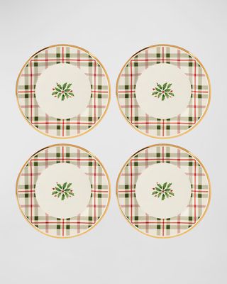 Holiday Plaid Accent Plates, Set of 4