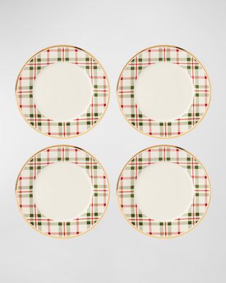 Holiday Plaid Dinner Plates, Set of 4