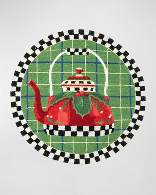Holiday Tea Kettle Rug, 3' Round