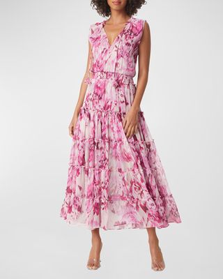 Hollen Sleeveless Tiered Chiffon Midi Dress