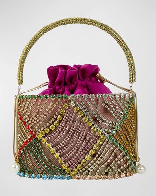 Holli Patchwork Crystal Top-Handle Bag