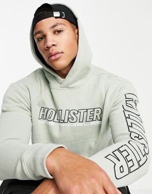 Hollister central & sleeve logo hoodie in green