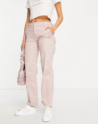 Hollister high rise utility dad pants in pink