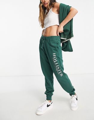 Hollister logo sweatpants in green