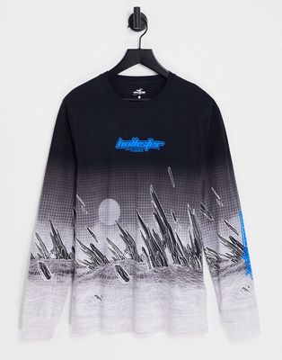 Hollister outdoors logo & scenic print long sleeve top in white