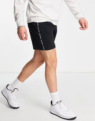 Hollister sports tape logo sweat shorts in black