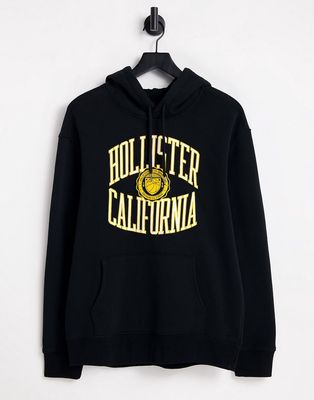 Hollister varsity logo hoodie in black
