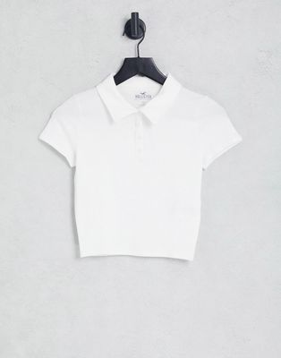 Hollister wrap around polo shirt in white