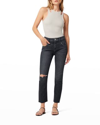 Holly Distressed Straight Cropped Jeans