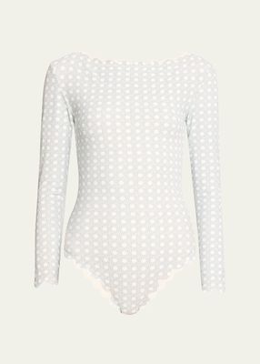 Holly Morning Cane Rashguard One-Piece Swimsuit