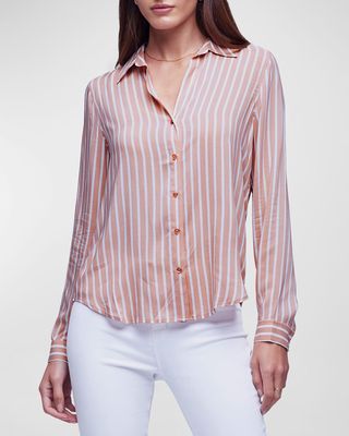 Holly Striped Button-Front Blouse