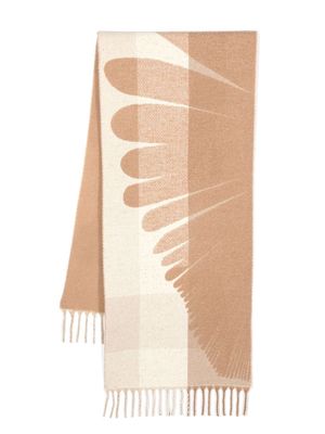 Holzweiler abstract-print wool scarf - Brown