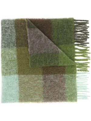 Holzweiler check-print knit scarf - Green