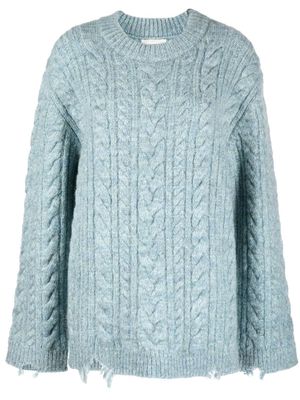 Holzweiler distressed effect cable knit sweater - Blue