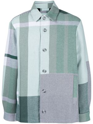 Holzweiler mix-print buttoned shirt jacket - Grey