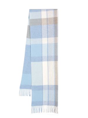 Holzweiler plaid-print recycled wool-blend scarf - Blue
