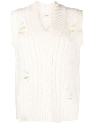 Holzweiler ripped cable knit tank top - White