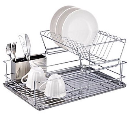 Home Basics 2-Tier 3-Piece Steel Dish Rack