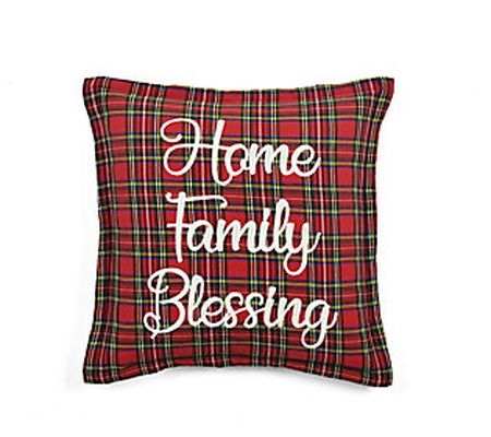 Home Family Blessing Plaid Embroidery Script De corative Cover