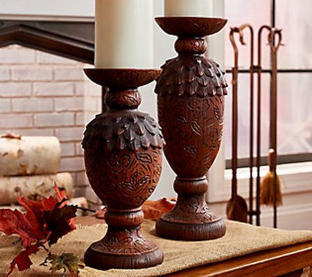 Home Reflections 13" & 10" Acorn Candles Holders