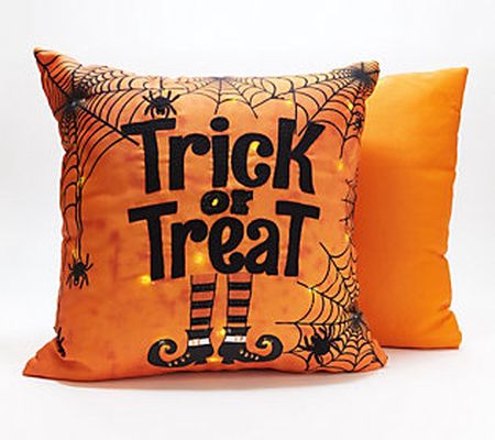 Home Reflections 18" Halloween/Harvest Pillows 1 LED, 1 Solid