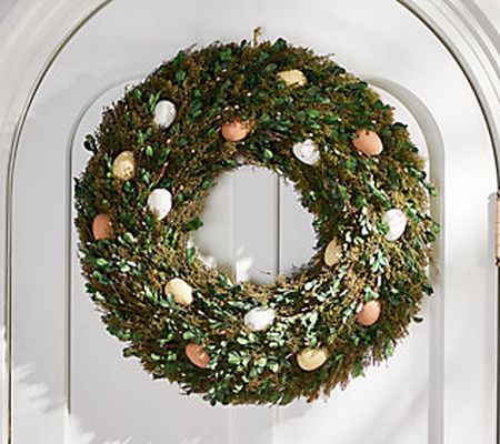 Home Reflections 22" Boxwood Wreath with Eggs