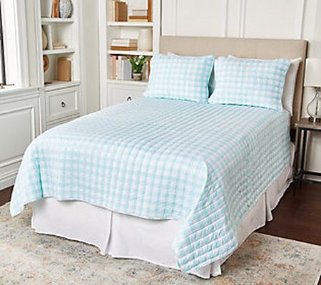 Home Reflections Cotton Bloom Gingham Quilt Set King