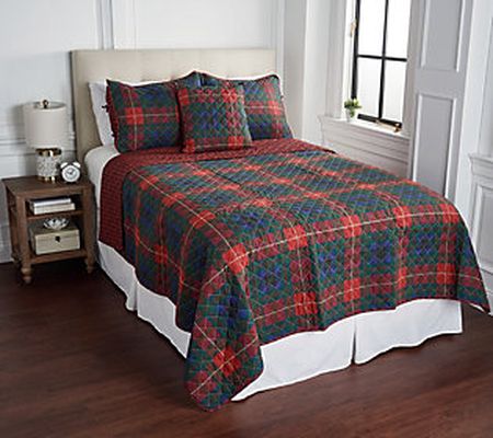 Home Reflections Plaid Quilt Set with Pillow - Queen