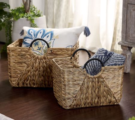 Home Reflections Set of 2 Large & Small Water Hyacinth Basket