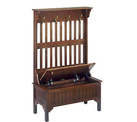 Home Styles Cherry Storage Bench with Coat Rack