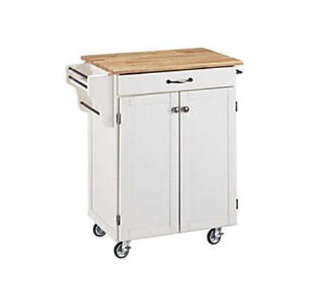 Home Styles Cuisine Cart White Finish w/ Natura l Top