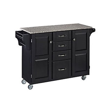 Home Styles Large Create a Cart - Black w/ Gran ite Top