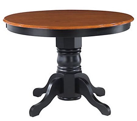 Home Styles Round Pedestal Black Dining Table w ith Oak Top