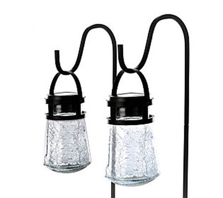 Home Zone Security Crackle-Glass LED Lantern Pa th Lights, 2 Pk