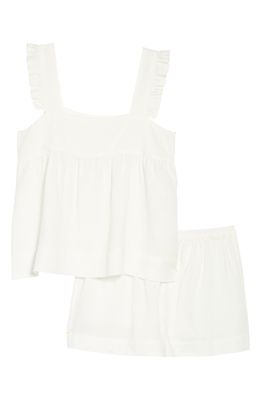 Homebodii Rebecca Ruffle Camisole & Shorts Pajamas in White