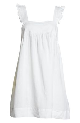 Homebodii Rebecca Sleeveless Linen Nightgown in White