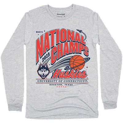 Homefield Gray UConn Huskies 2023 NCAA Men's Basketball National Champions Long Sleeve T-Shirt