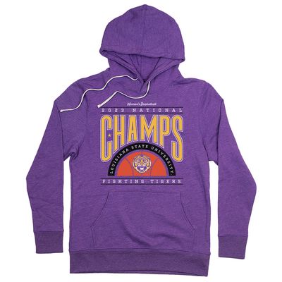 Homefield Purple LSU Tigers 2023 NCAA Women's Basketball National Champions Ball Tri-Blend Pullover Hoodie
