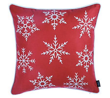 HomeRoots 18" Christmas Snowflakes Throw-Pillow Cover