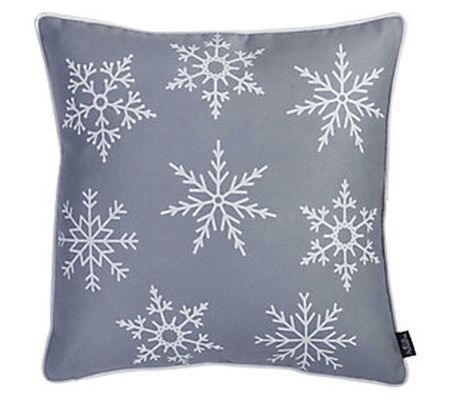 HomeRoots 18 Silver Gray Snowflakes Throw Pillow Cover